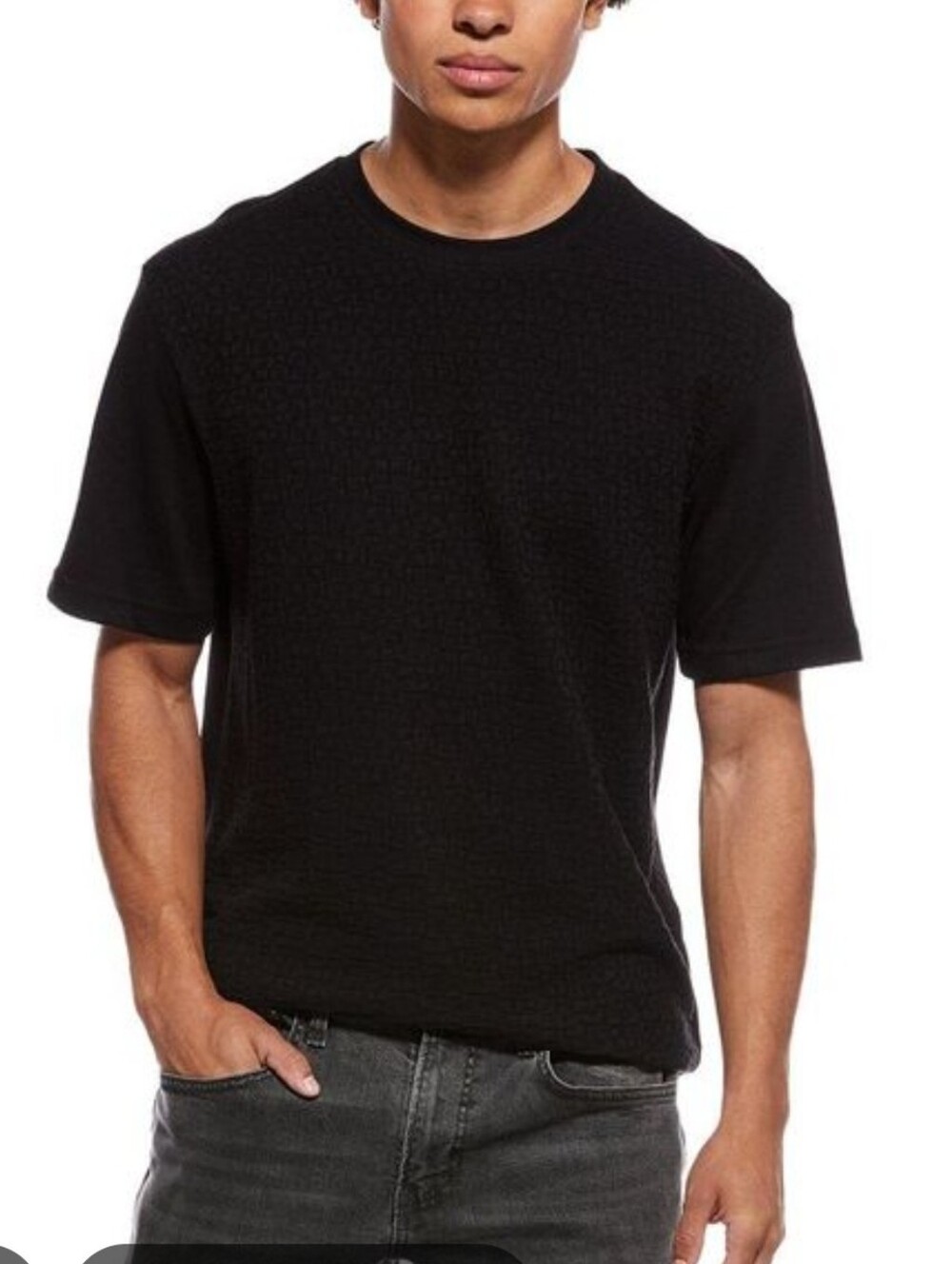 Karl Lagerfeld Paris Men's Black Short Sleeve Crew Neck Tee Boucle NWT XL
